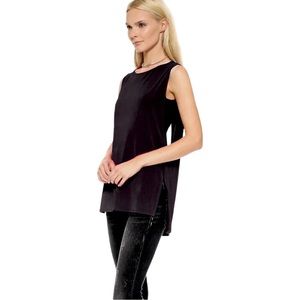 Helmut Lang Sleeveless Top Women Size P Tag / Small Black Slit Back Tunic Blouse